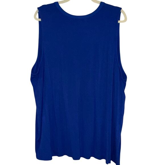 Liverpool Sleeveless V-Neck Modal Knit Top with Tucks - Bombshell Blue - Size 3X - Picture 4 of 5